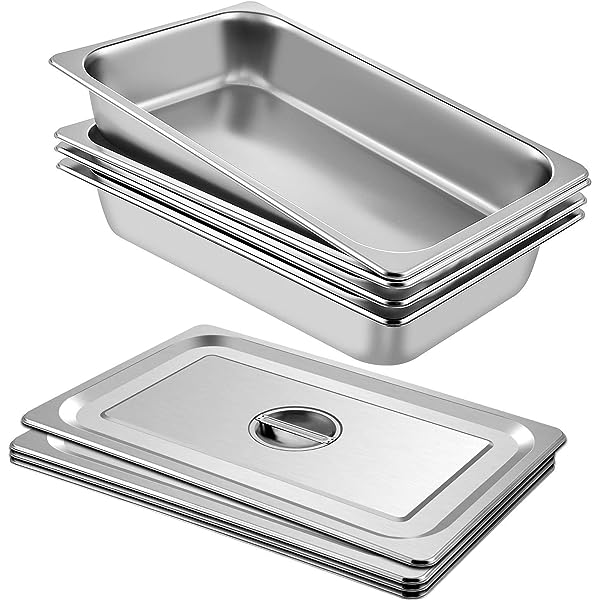 4″ Half Size Stainless Steel Pan with Lids